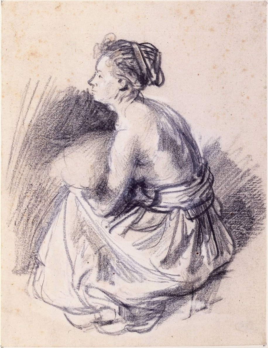 Ülő nő, derékig meztelen alkotó: Rembrandt van Rijn
