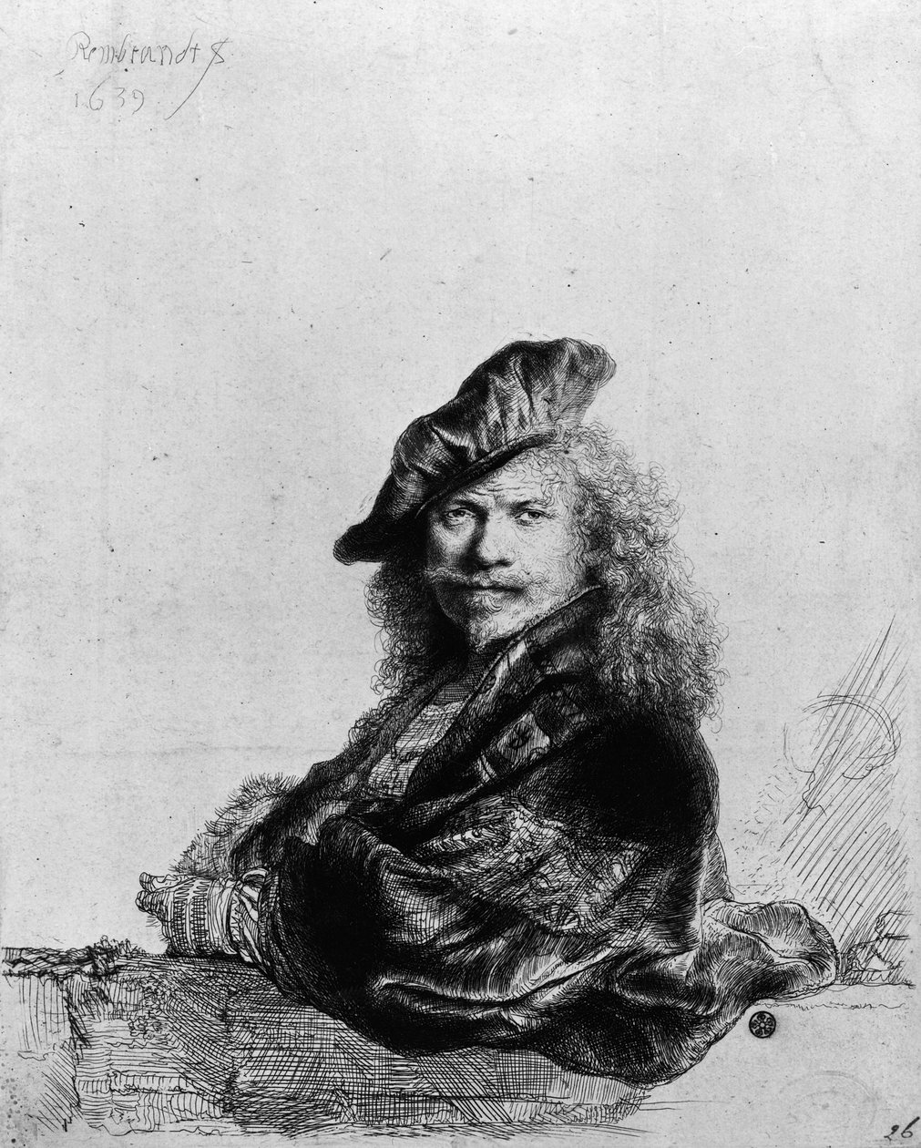 Önarckép kőpárkányra támaszkodva, 1639 alkotó: Rembrandt van Rijn
