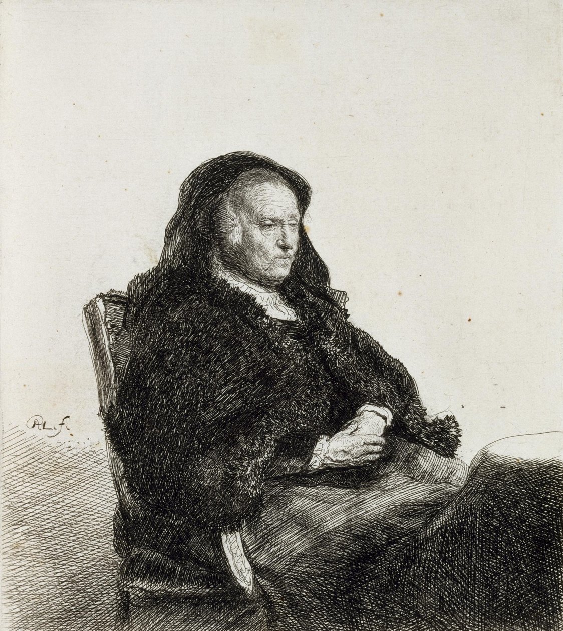A művésznő anyja asztalhoz ült alkotó: Rembrandt van Rijn