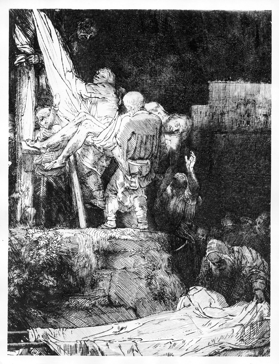Leszállás a keresztről fáklyával, 1654 alkotó: Rembrandt van Rijn