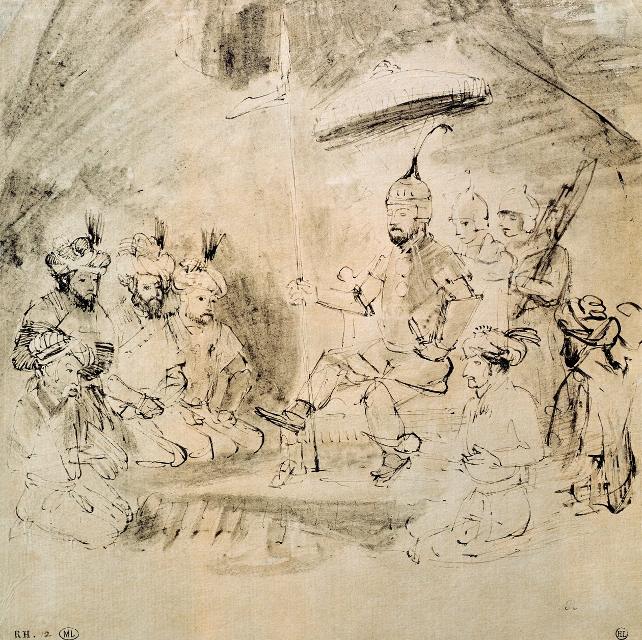 Timur császár (1336-1405) a trónján, egy indiai miniatűr után alkotó: Rembrandt van Rijn