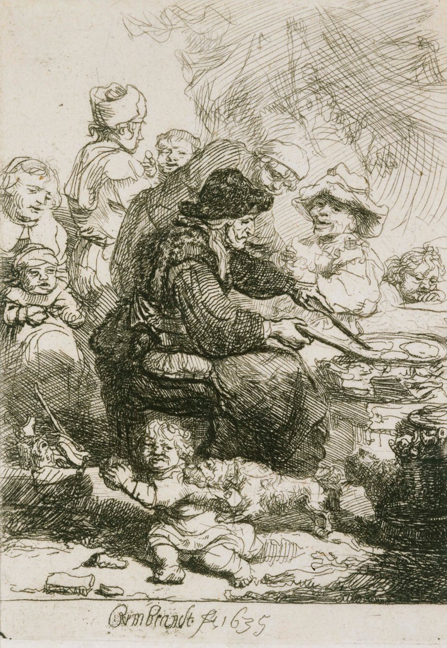 A palacsintaasszony, állam III alkotó: Rembrandt van Rijn