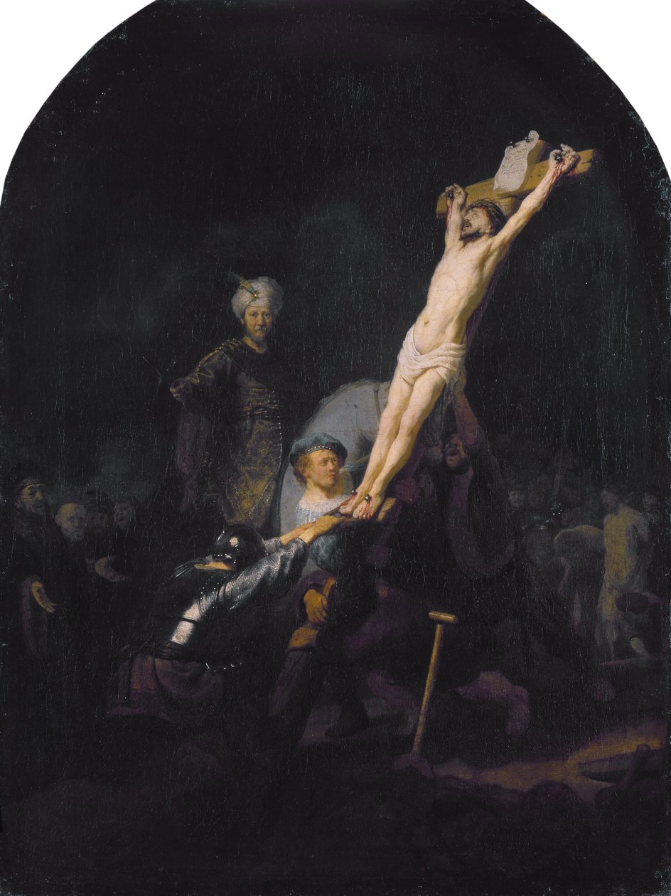 A kereszt felemelése alkotó: Rembrandt van Rijn
