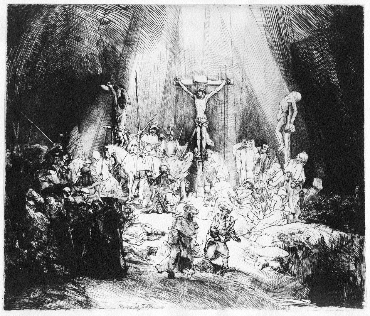 A három kereszt, 1653 (szárazhús) alkotó: Rembrandt van Rijn