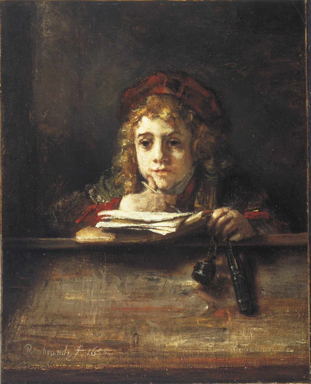 Titus az asztalánál alkotó: Rembrandt van Rijn