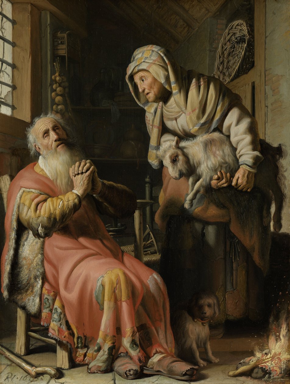 Tobit és Anna a gyerekkecskével alkotó: Rembrandt van Rijn