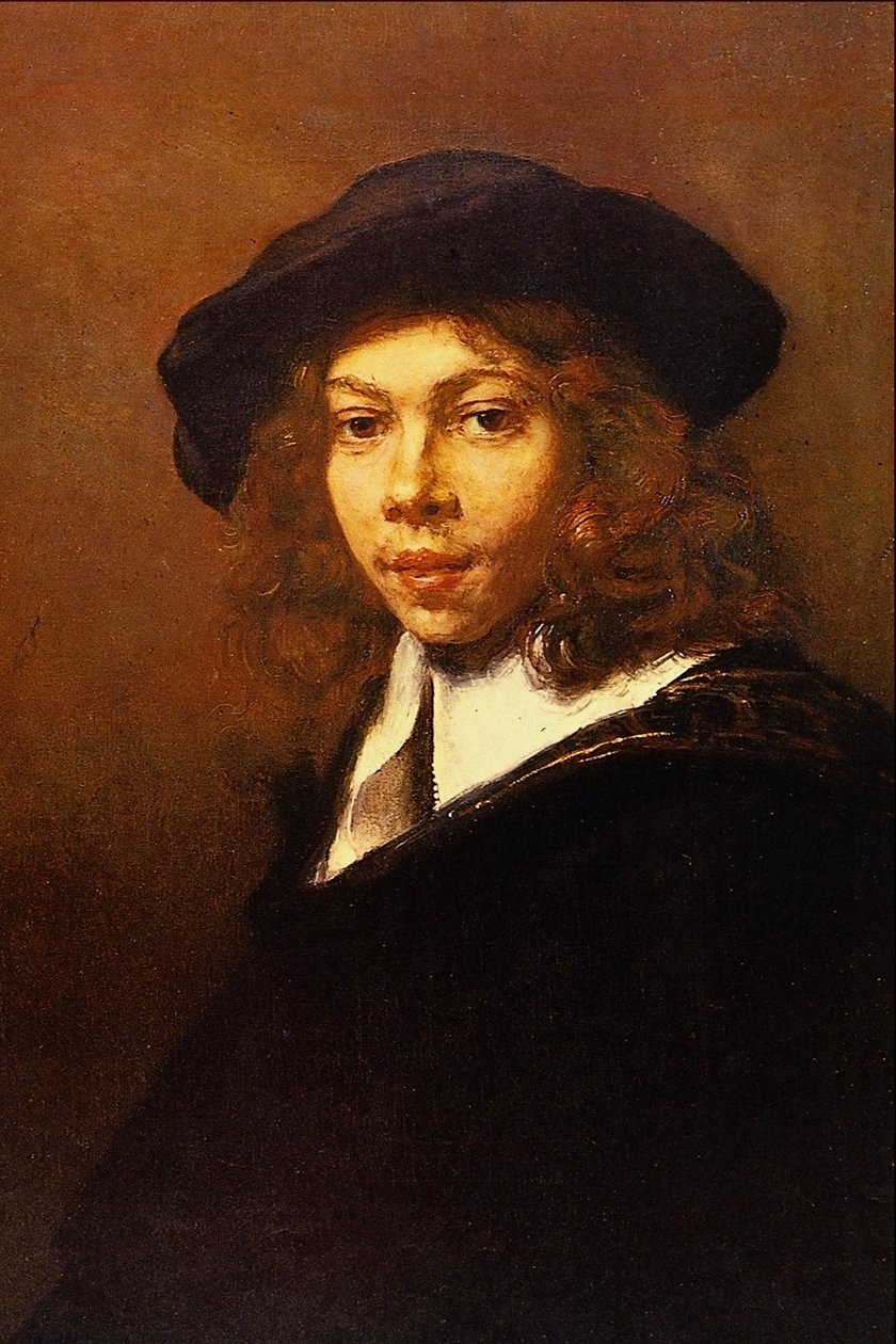 Fiatal fekete sapkával alkotó: Rembrandt van Rijn