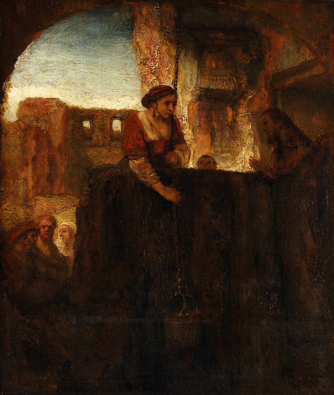 Krisztus és a szamariai asszony a kútnál alkotó: Rembrandt
