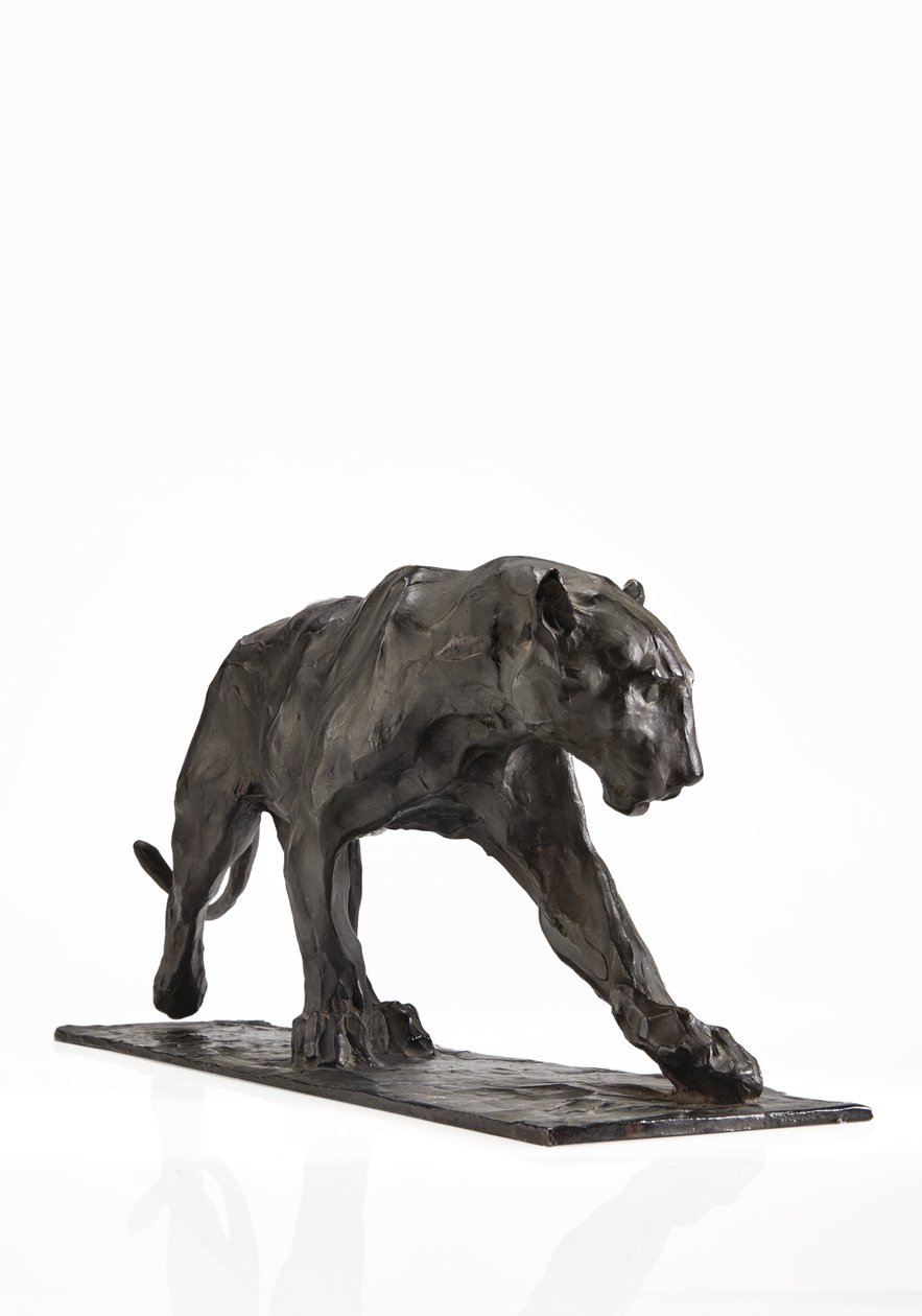 Párduc járás, felemelt hátsó láb, 1904 körül (patinás bronz) alkotó: Rembrandt Bugatti