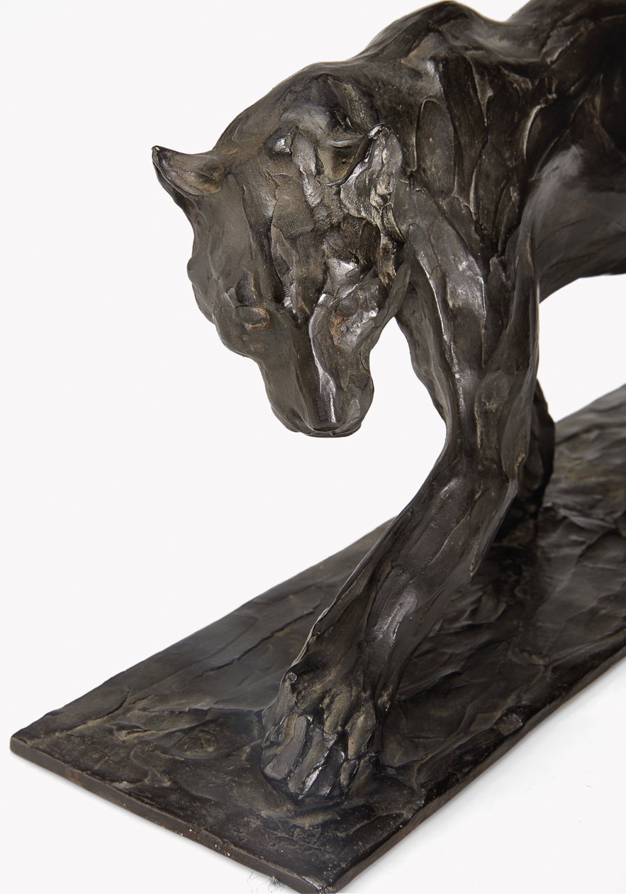 Párduc járás, felemelt hátsó láb, 1904 körül (patinás bronz) alkotó: Rembrandt Bugatti