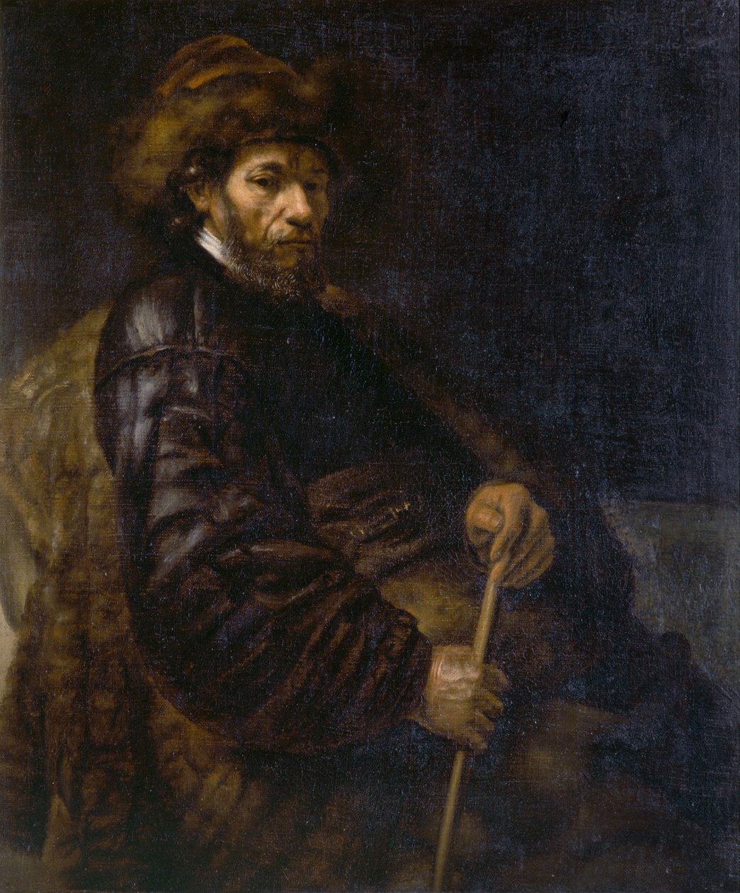 Ülő férfi bottal (olaj, vászon) alkotó: Rembrandt Harmensz. van Rijn