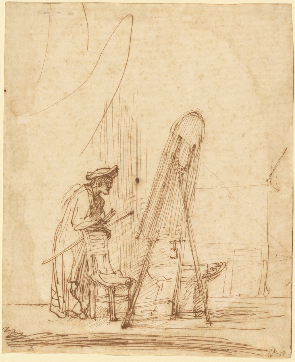 Egy művész a műtermében alkotó: Rembrandt Harmensz. van Rijn