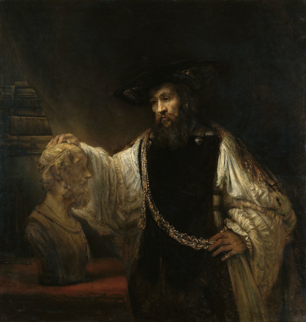 Arisztotelész (Kr. e. 384-322) Homérosz mellszobrával alkotó: Rembrandt van Rijn