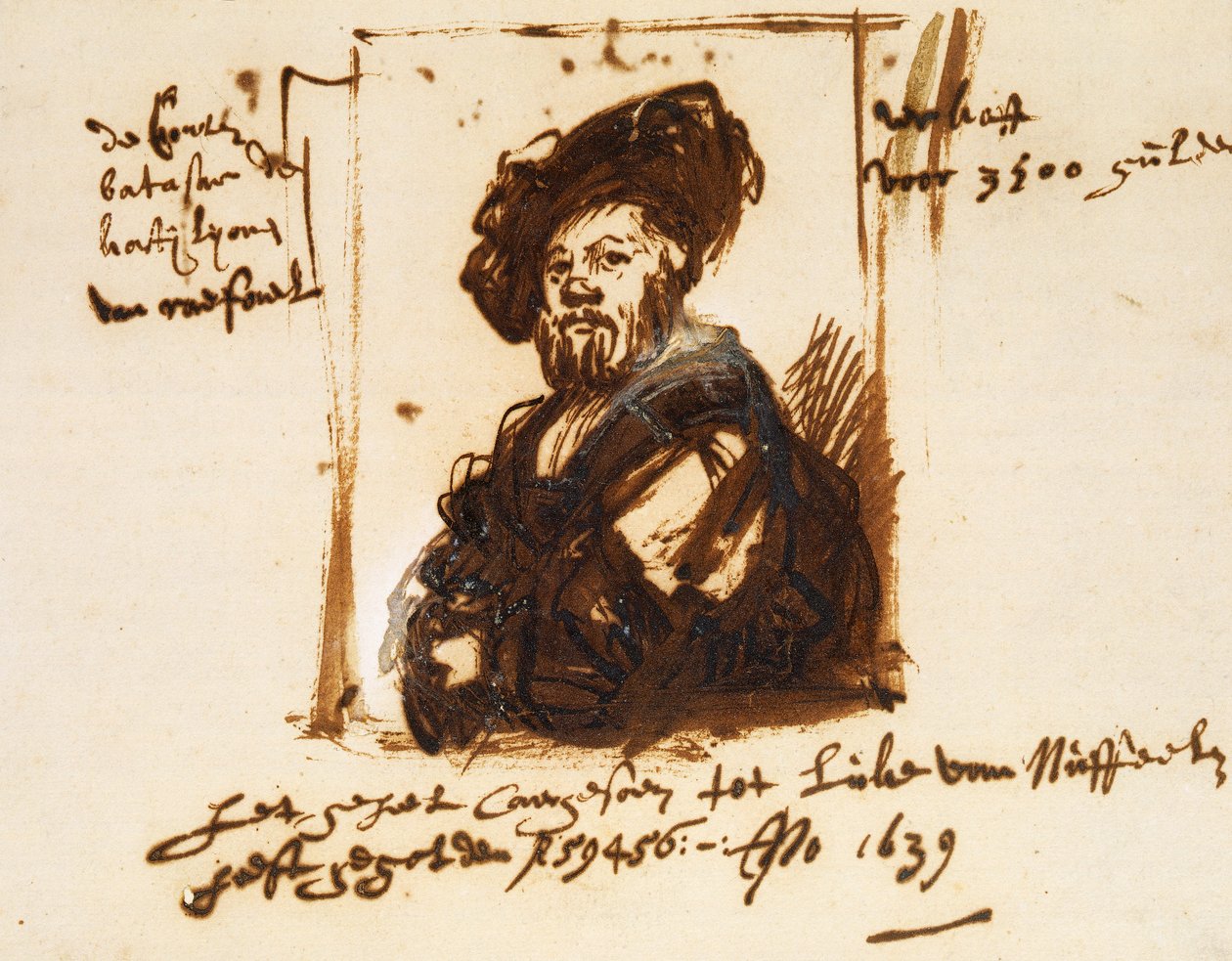 Baldassarre Castiglione, vázlat a portréból alkotó: Rembrandt Harmensz. van Rijn