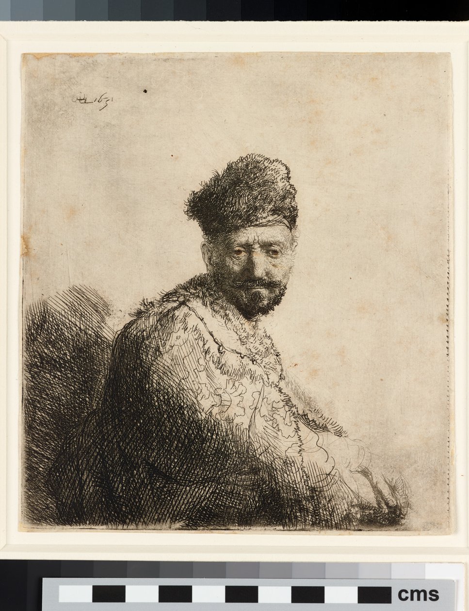 Szakállas férfi bundás keleti sapkában: a művész apja alkotó: Rembrandt van Rijn