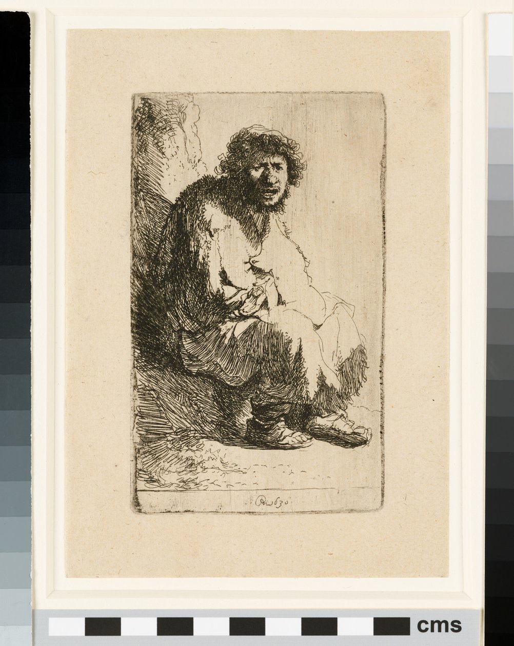 Koldus ül egy bankon alkotó: Rembrandt van Rijn