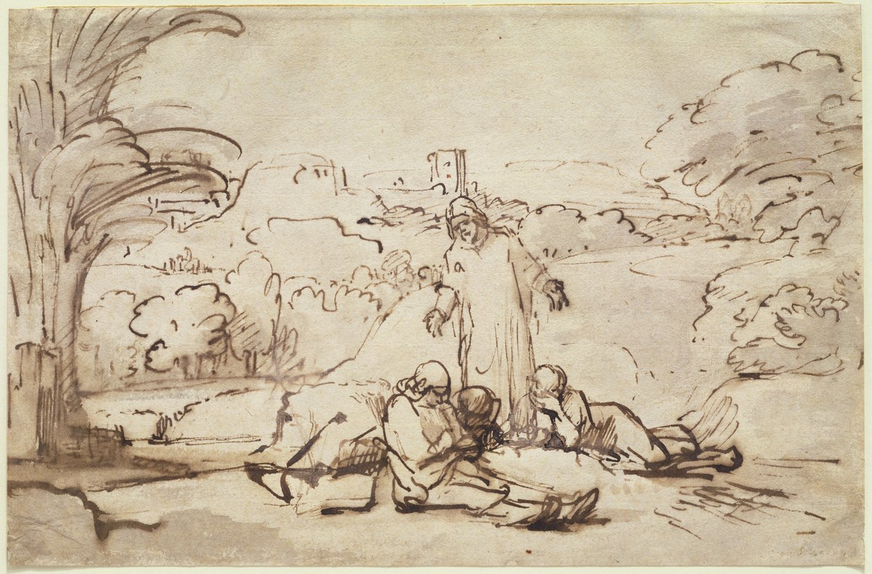 Krisztus alvó apostolokra talál, 1654 körül alkotó: Rembrandt van Rijn