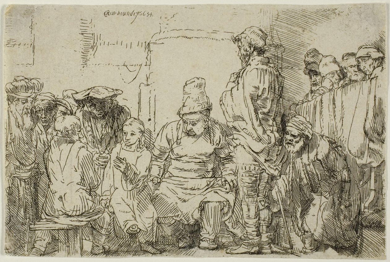 Krisztus ülve vitázik az orvosokkal alkotó: Rembrandt Harmensz. van Rijn