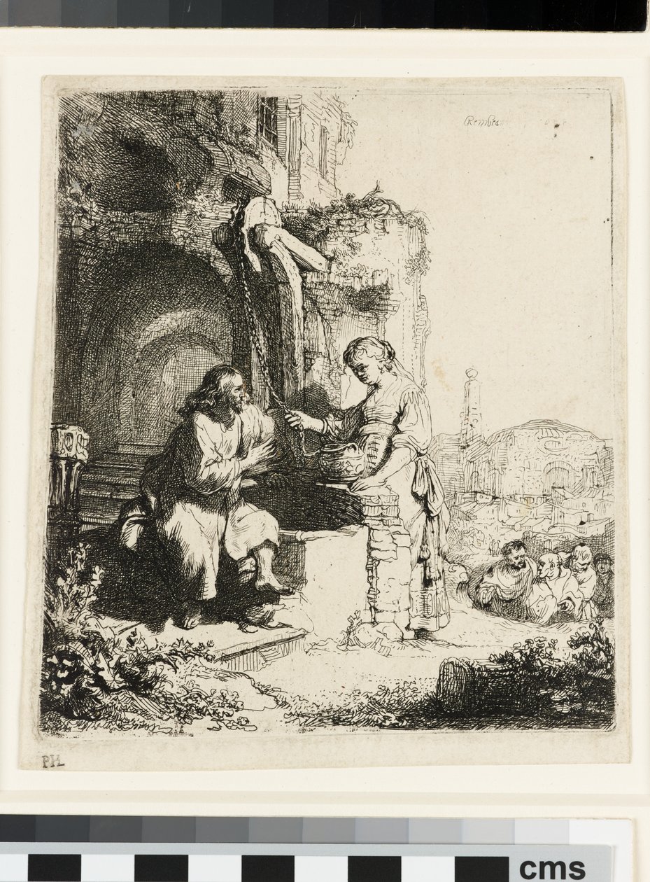 Krisztus és a szamáriai asszony a romok között alkotó: Rembrandt van Rijn