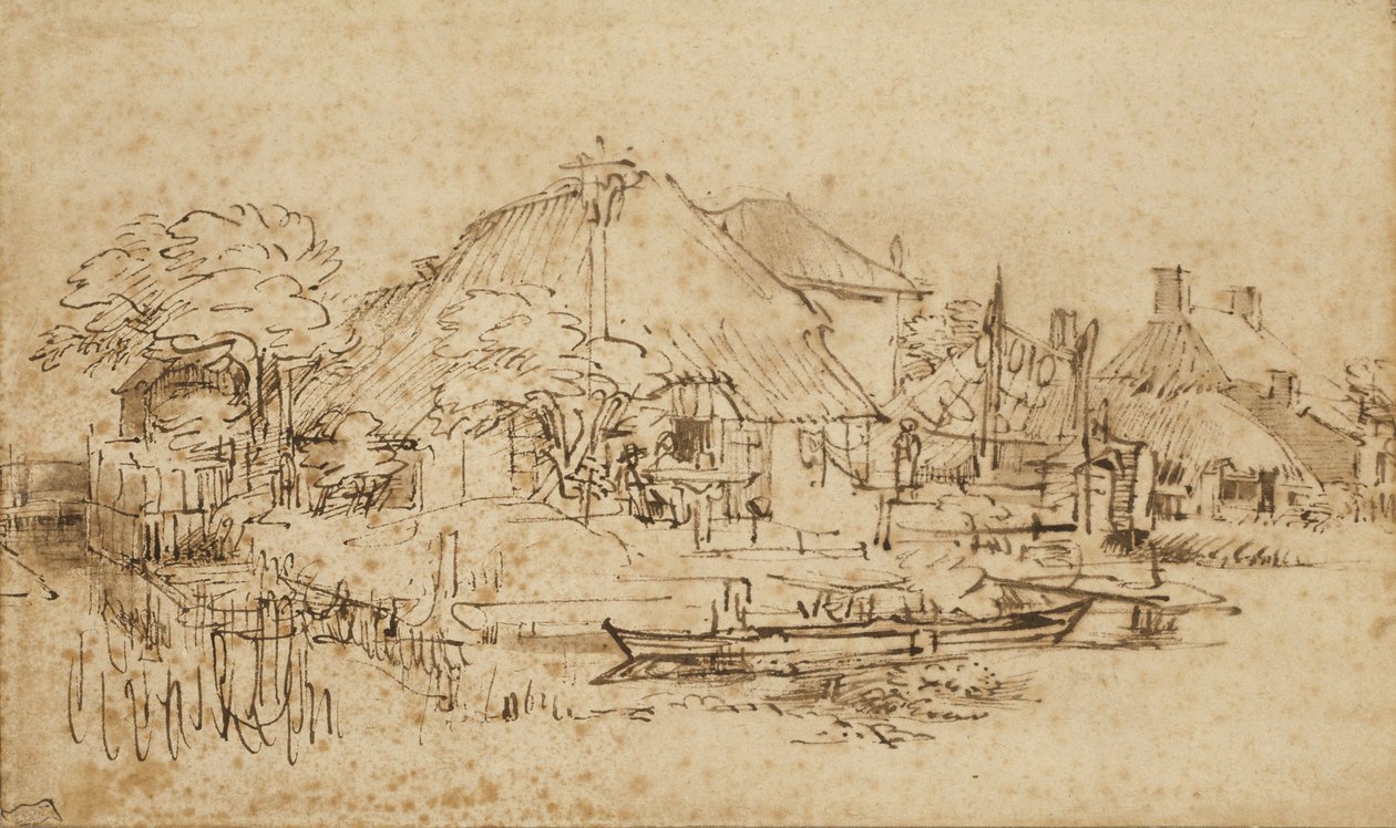 Víkendház a csatorna mellett, 1650-53 körül alkotó: Rembrandt van Rijn