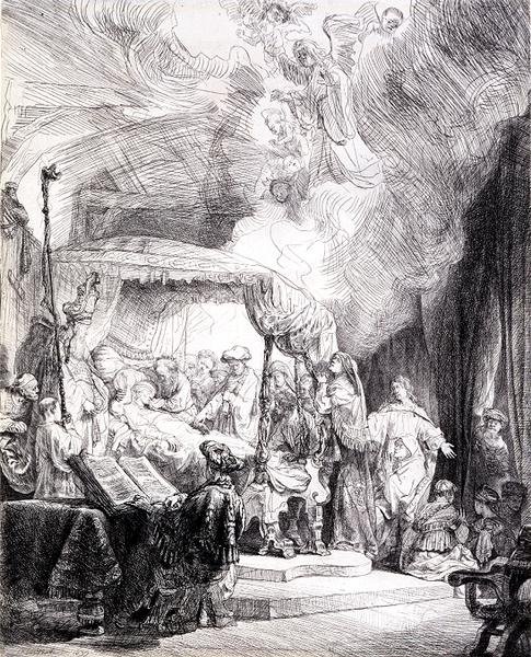 A Szűz halála (toll és tinta papíron) alkotó: Rembrandt Harmensz. van Rijn