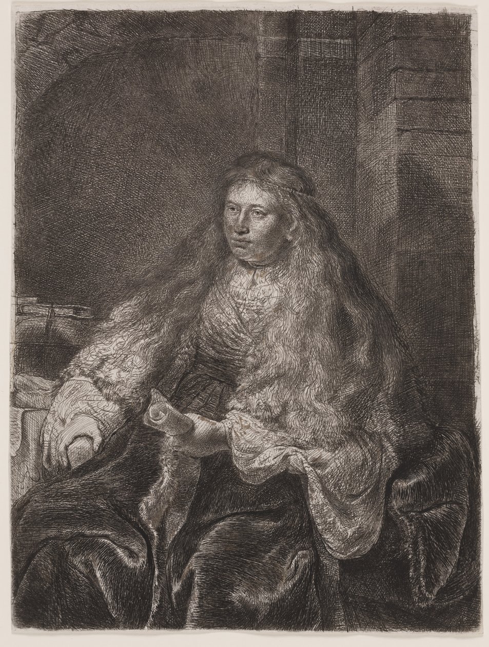 Vállára hulló hosszú hajú lány, avagy "A nagy zsidó menyasszony" alkotó: Rembrandt van Rijn
