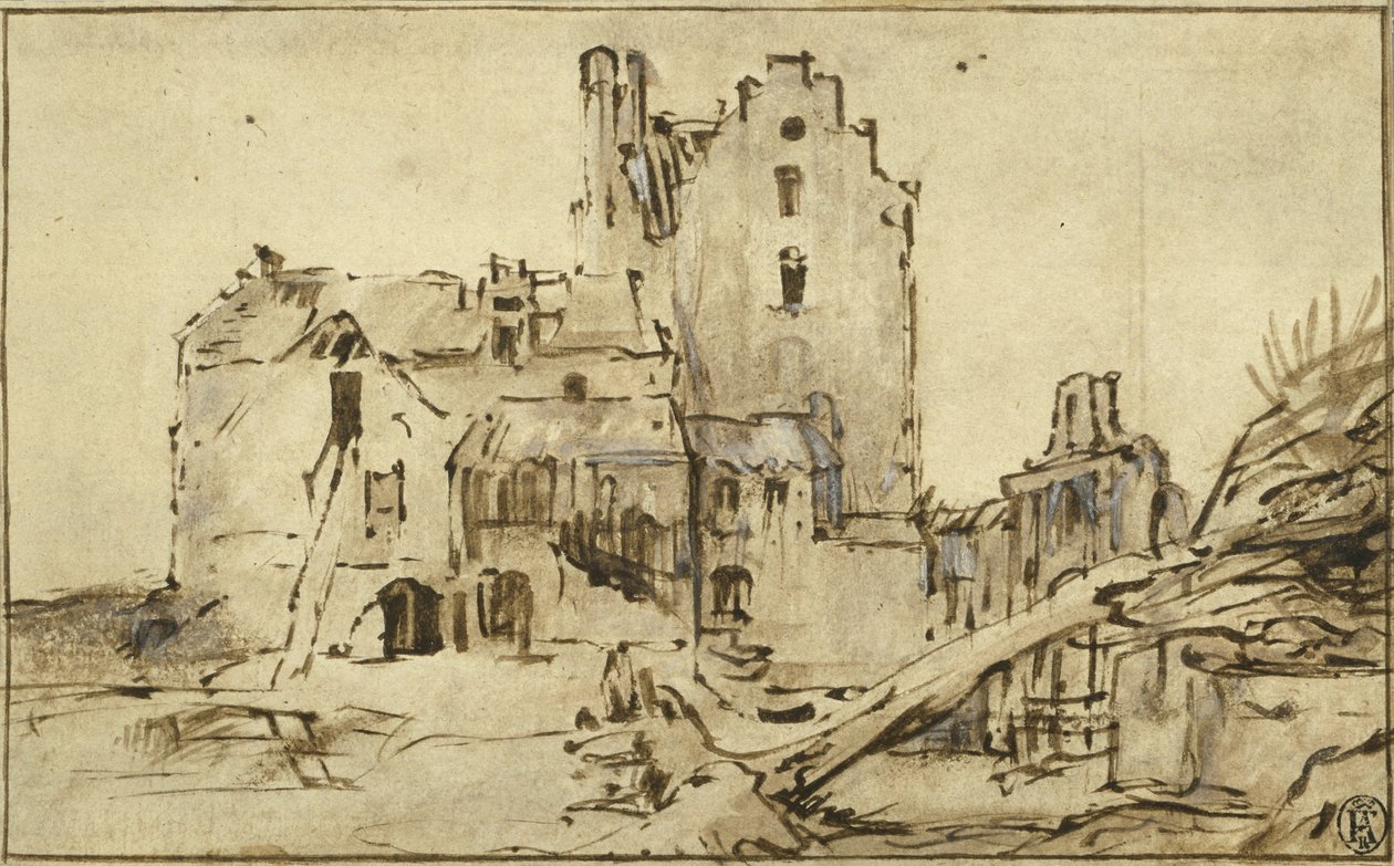 Kosztverloren kastély Pusztulásban, 1652-57 alkotó: Rembrandt van Rijn