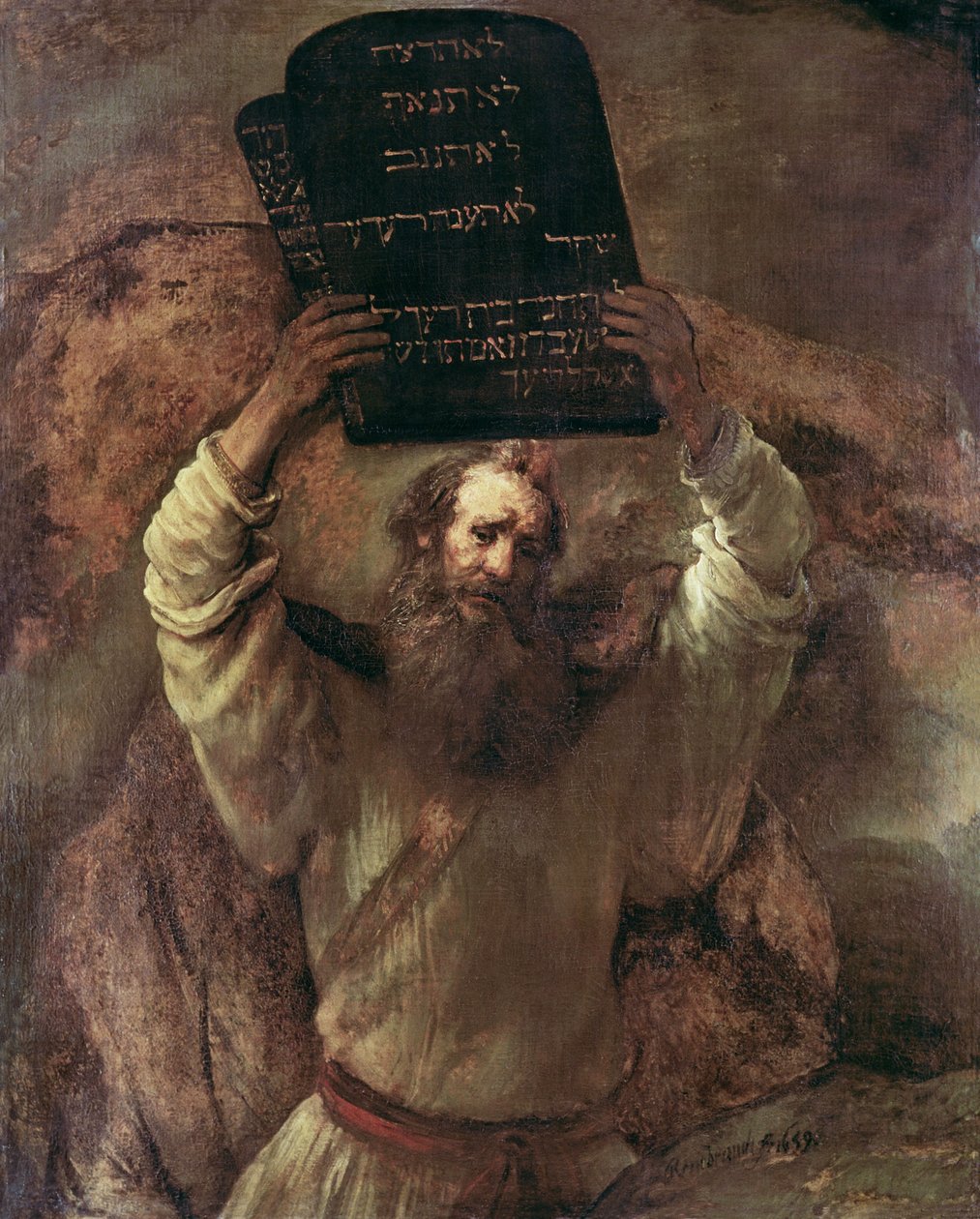 Mózes összetöri a törvény tábláit alkotó: Rembrandt van Rijn