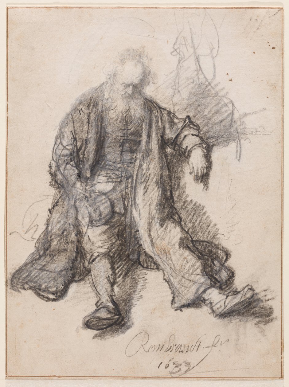 Öreg ülve (The Drunken Lot?), 1630-33 körül (toll, kréta és tinta papíron) alkotó: Rembrandt Harmensz. van Rijn