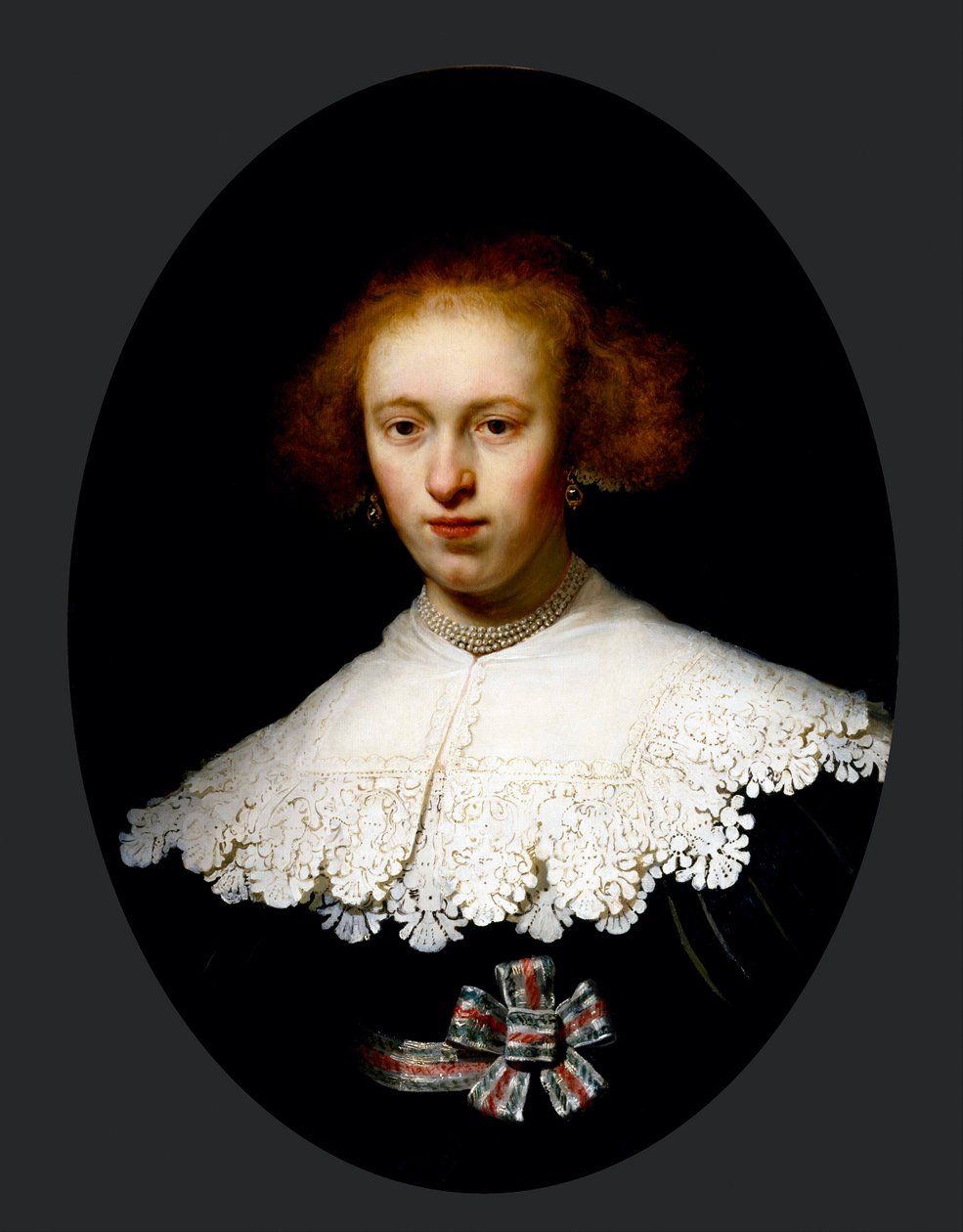 ""Portrait de jeune femme"" (Egy fiatal nő portréja) Peinture de Rembrandt van Rhijn (1606-1669) - 1633 - Olaj, fa Mérete 65,3x48,7 cm Szépművészeti Múzeum, Houston alkotó: Rembrandt van Rijn