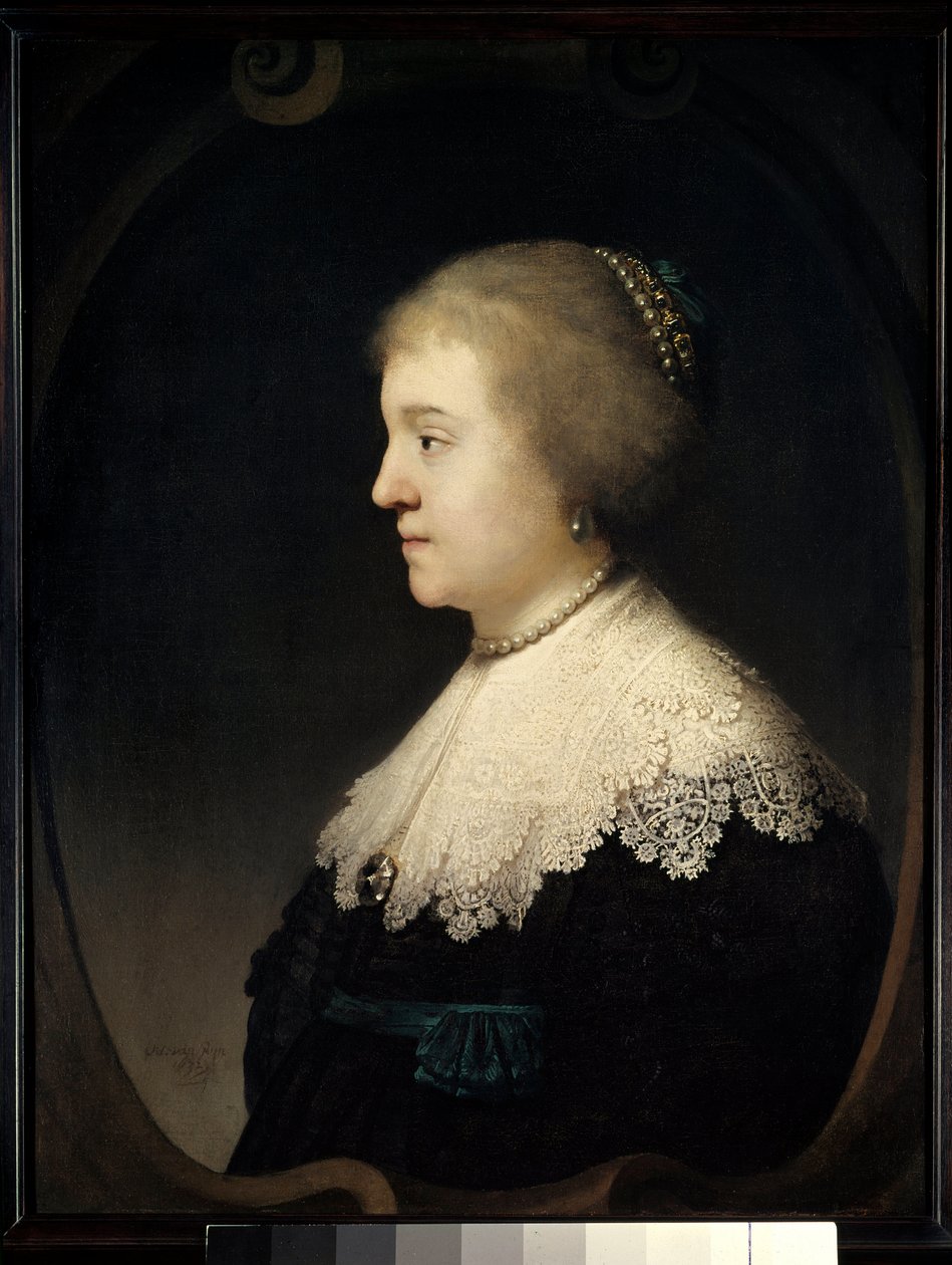 Női portré (Saskia?) Harmensz van Rijn dit Rembrandt festménye (1606-1669) 1632 Párizs, Musee Jacquemart Andre. alkotó: Rembrandt van Rijn