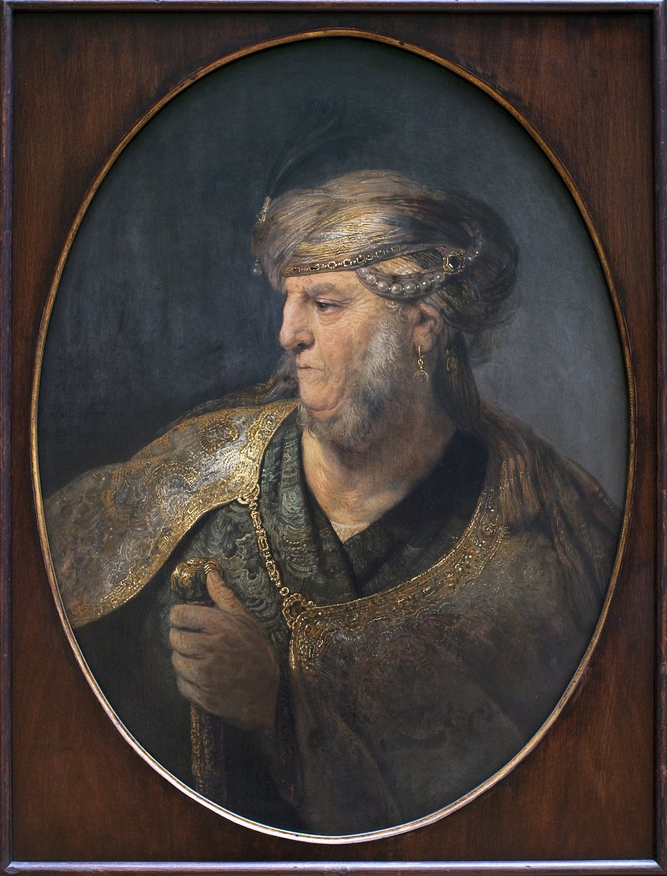 Egy keleti jelmezben lévő férfi portréja. Rembrandt Harmenszoon van Rijn (1606-1669) festménye, Olaj, vászon alkotó: Rembrandt van Rijn