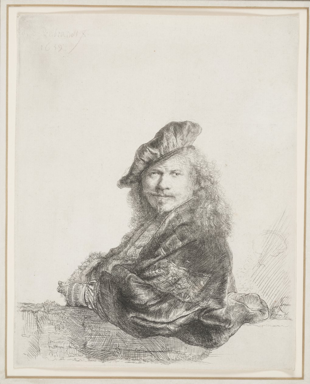 Rembrandt kőpárkányra támaszkodva: Félhosszúság alkotó: Rembrandt van Rijn