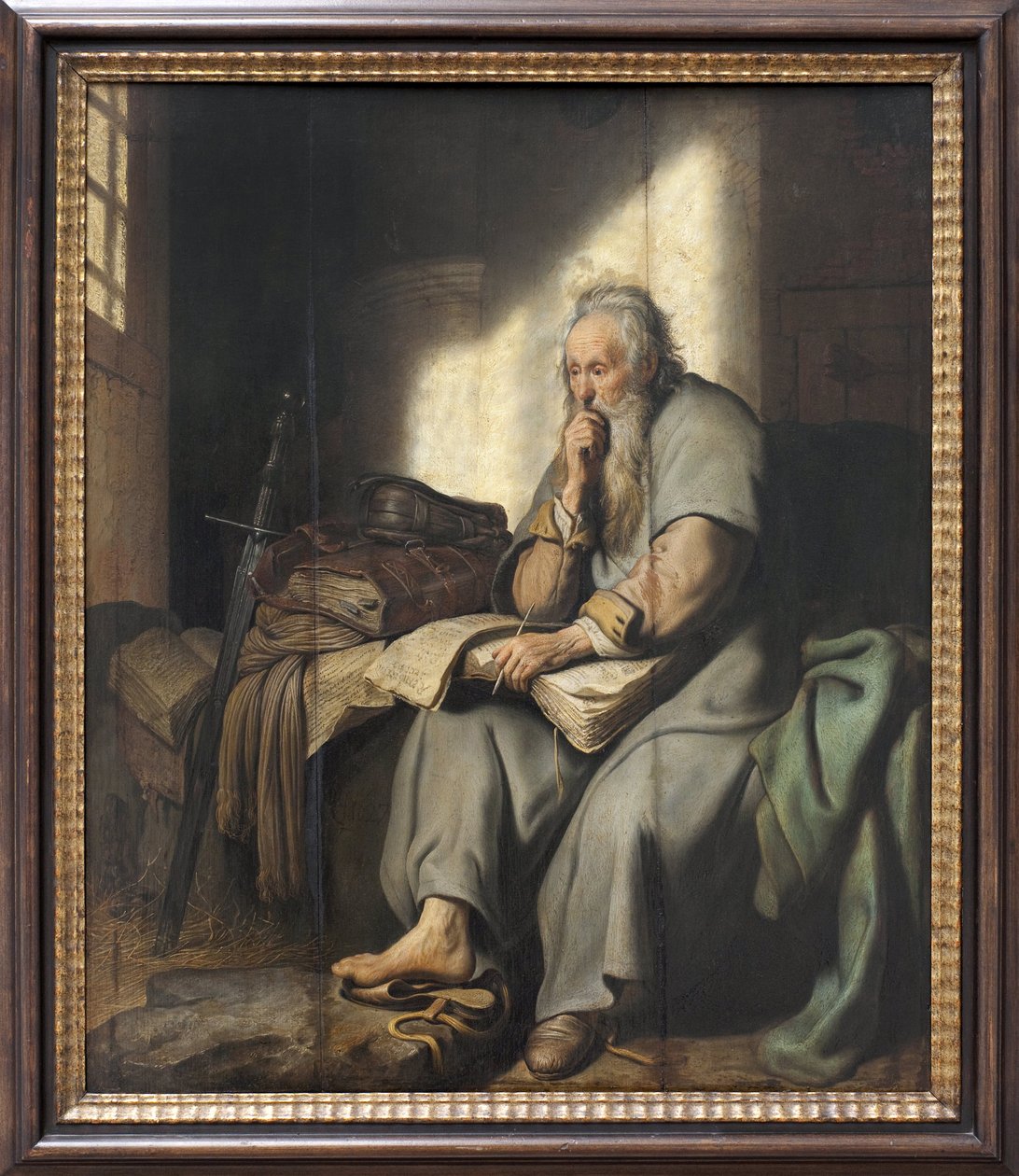 Szent Pál a börtönben. Rembrandt Harmensz van Rijn (1606-1669) festménye, olaj, fa alkotó: Rembrandt van Rijn