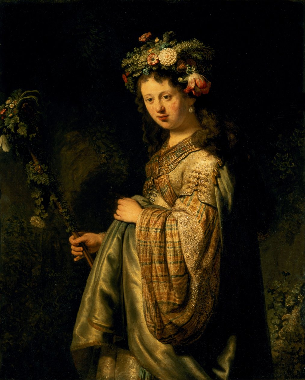 Saskia mint Flóra alkotó: Rembrandt van Rijn