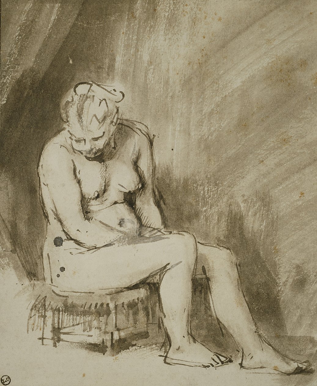 Ülő női akt alkotó: Rembrandt van Rijn