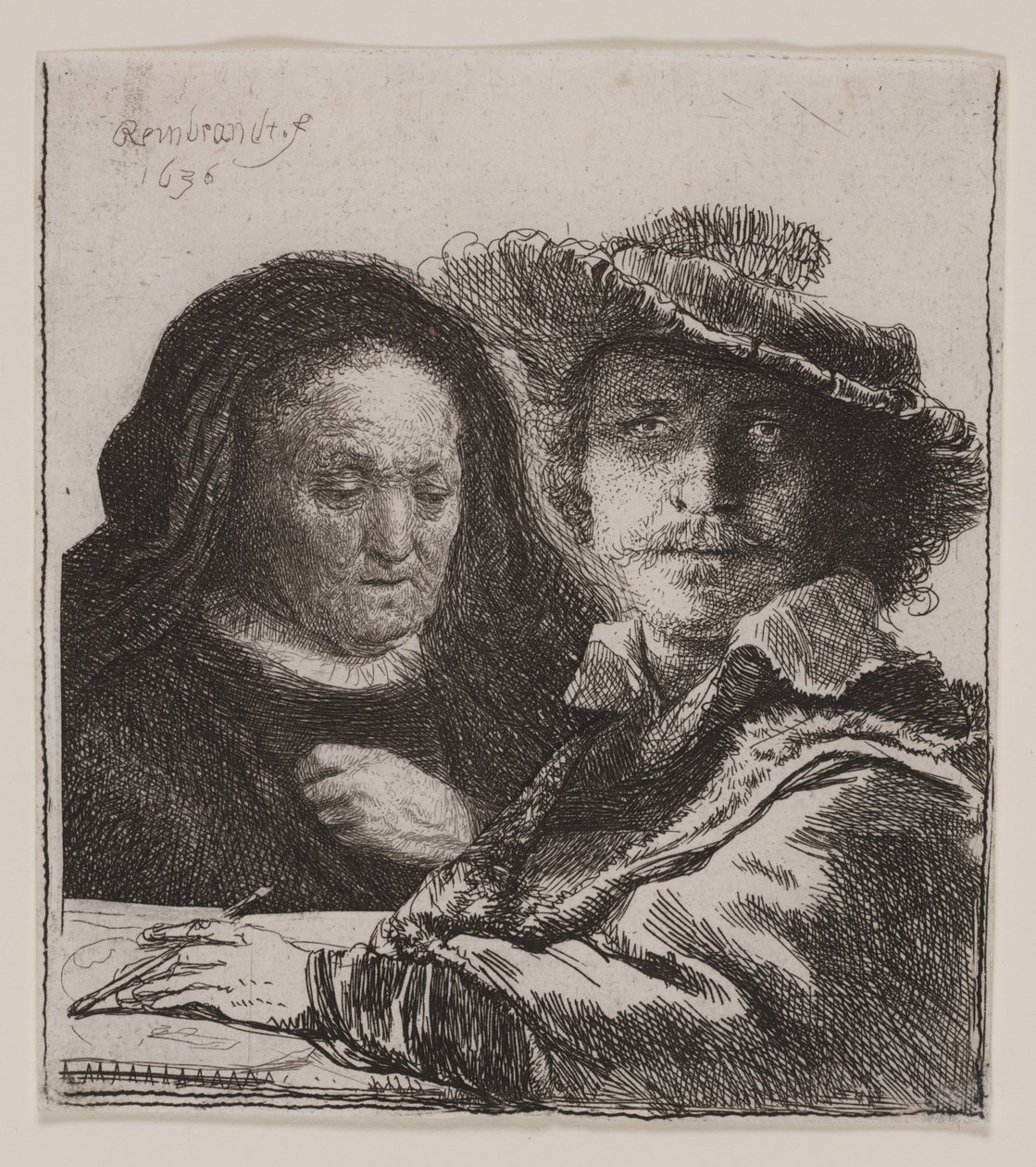 Önarckép a művész anyjával alkotó: Rembrandt van Rijn