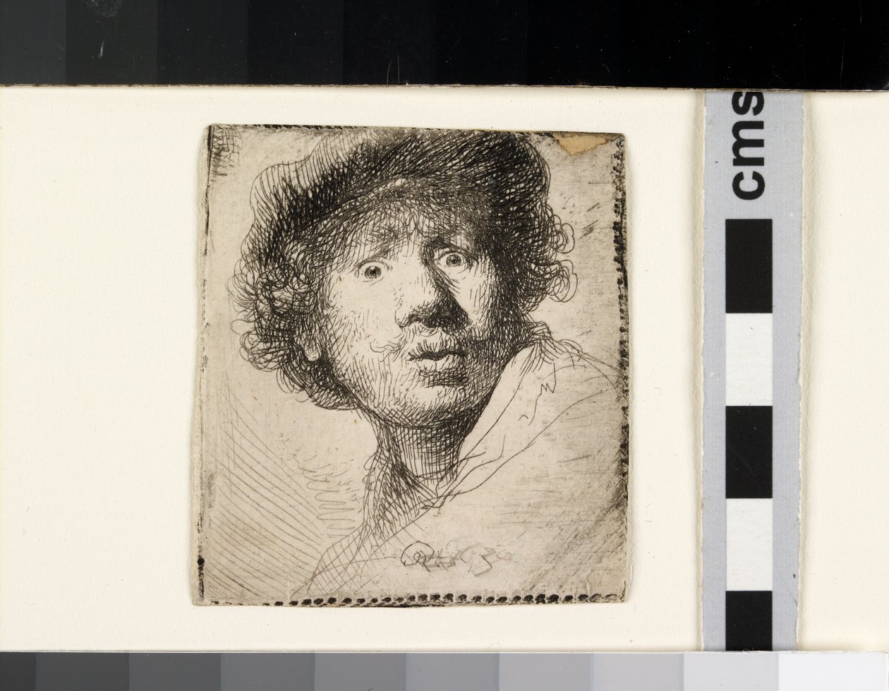 Önarckép sapkás, tátott szájú alkotó: Rembrandt van Rijn