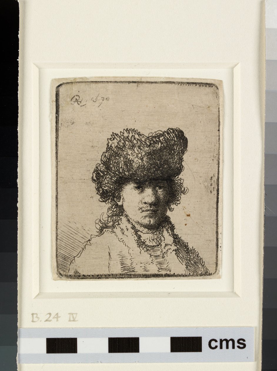 Önarckép szőrme sapkában alkotó: Rembrandt van Rijn