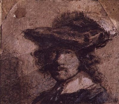 Önarckép tollas kalappal és fehér gallérral alkotó: Rembrandt Harmensz. van Rijn