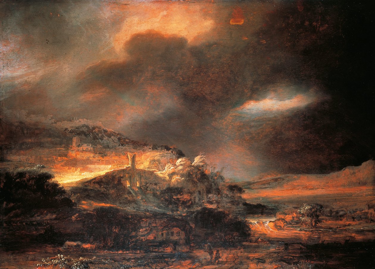 Viharos táj, 1637/38 körül (olaj, panel) alkotó: Rembrandt Harmensz. van Rijn