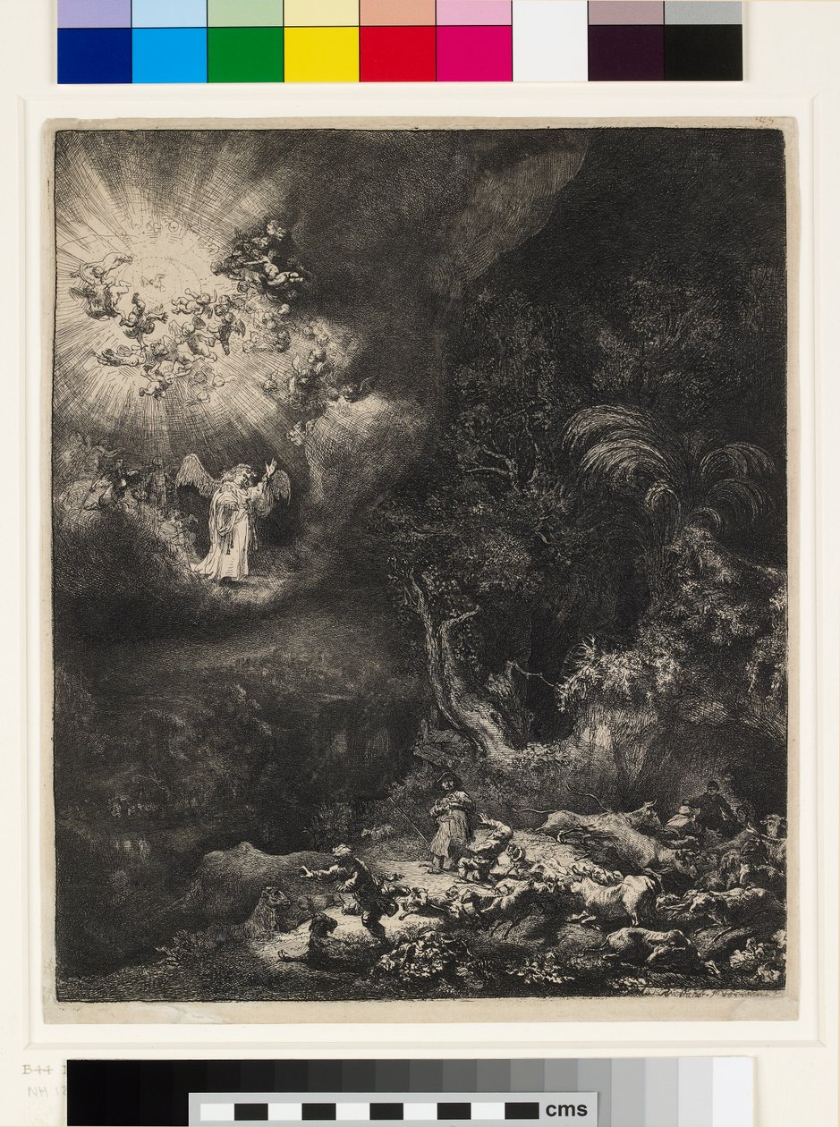 A pásztoroknak megjelenő angyal alkotó: Rembrandt van Rijn