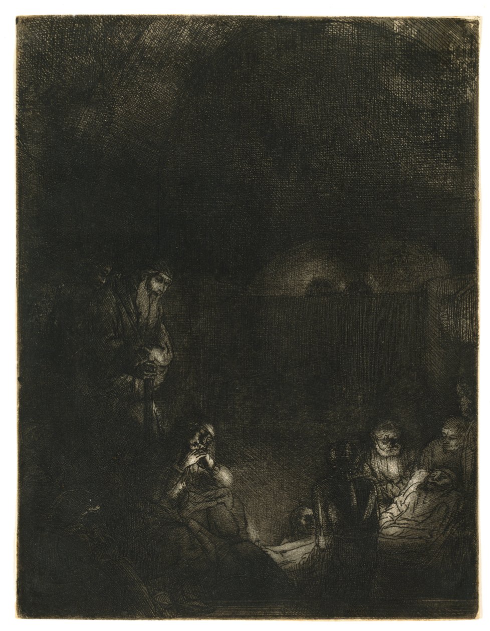 The Tombment, 1654 körül (szárazhús maratással és beégetéssel) alkotó: Rembrandt Harmensz. van Rijn