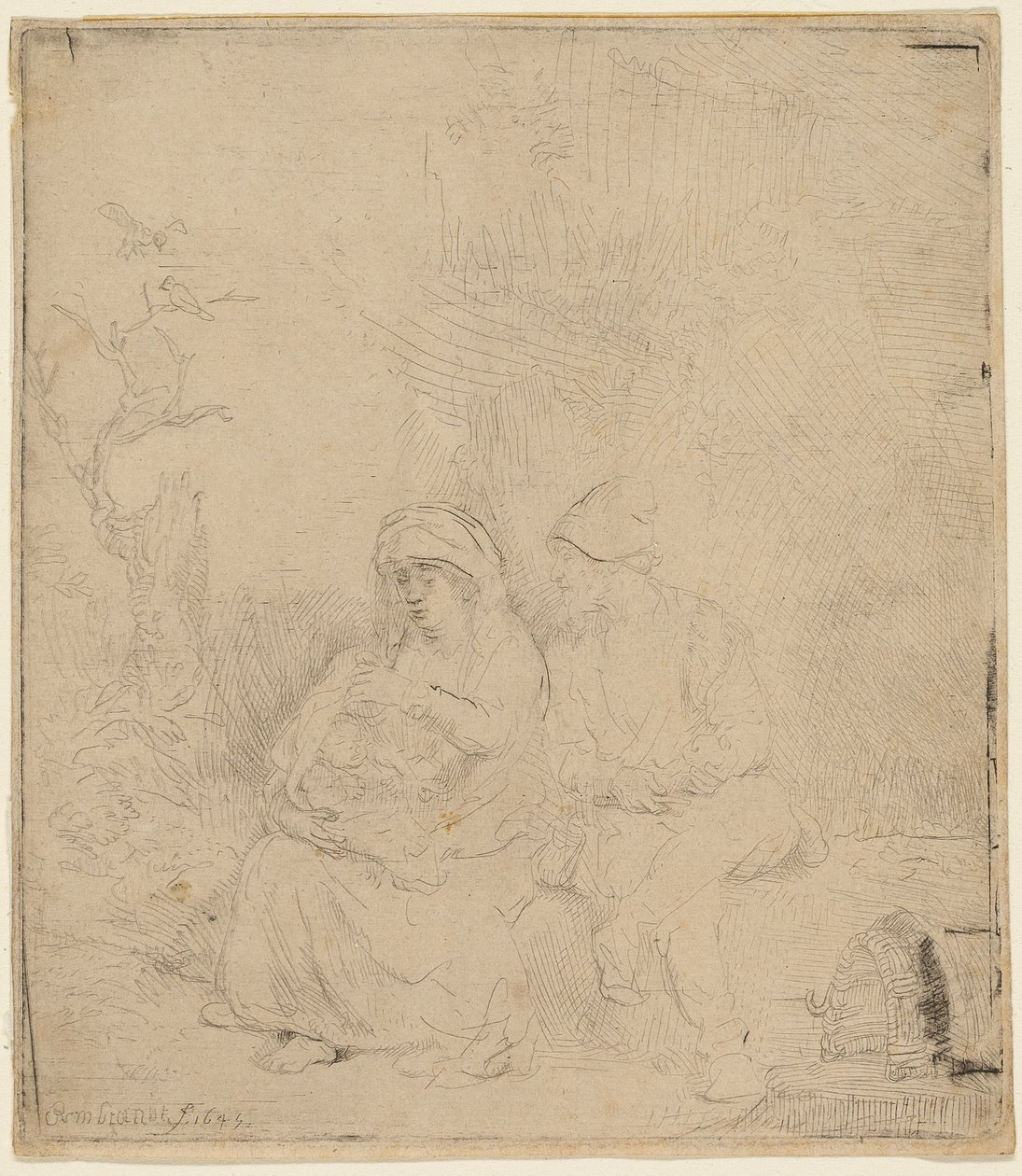 A többi az egyiptomi repülésen: Könnyen maratott alkotó: Rembrandt Harmensz. van Rijn