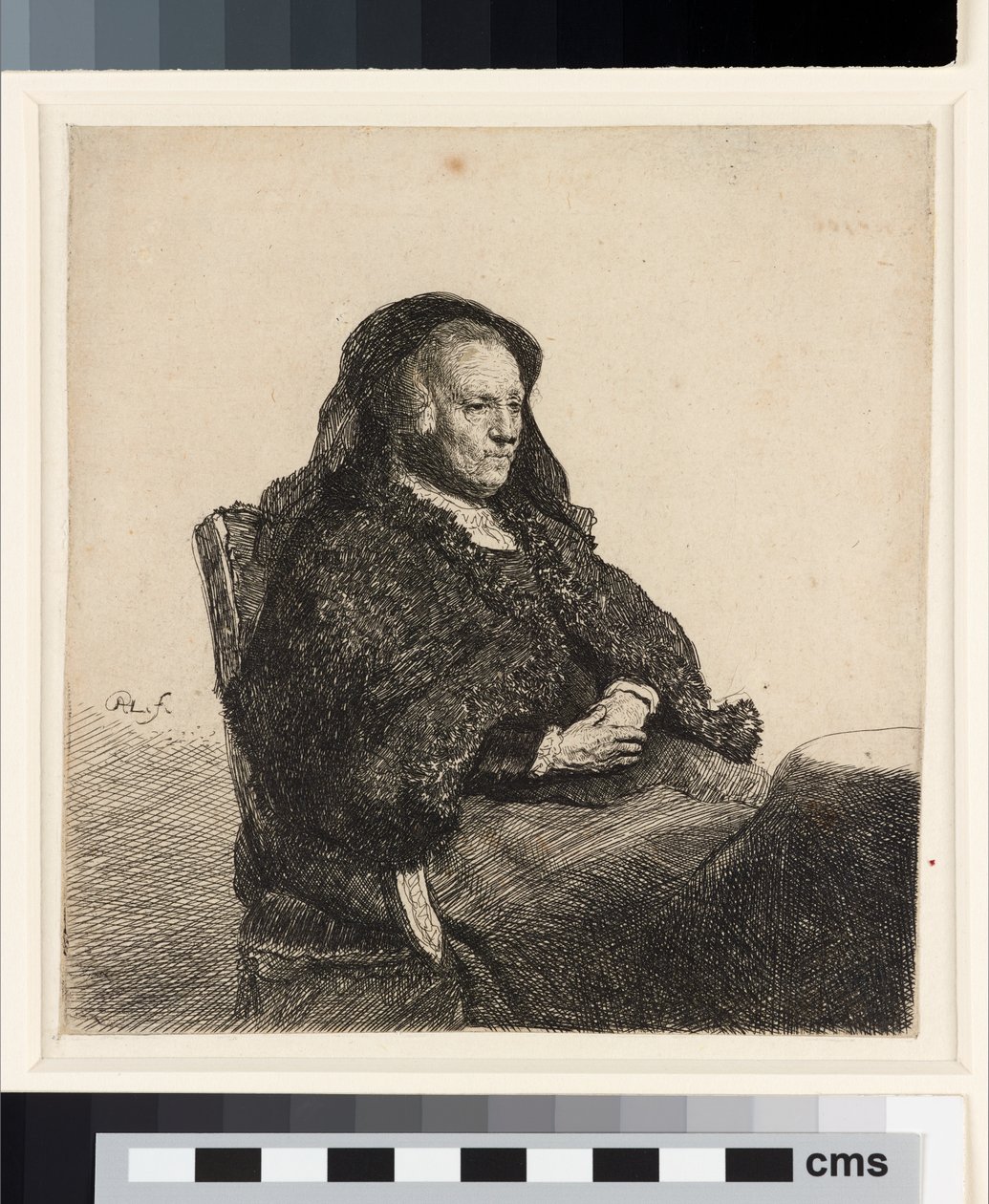 A művész anyja asztalnál ül, 1631 körül (rézkarc) alkotó: Rembrandt van Rijn