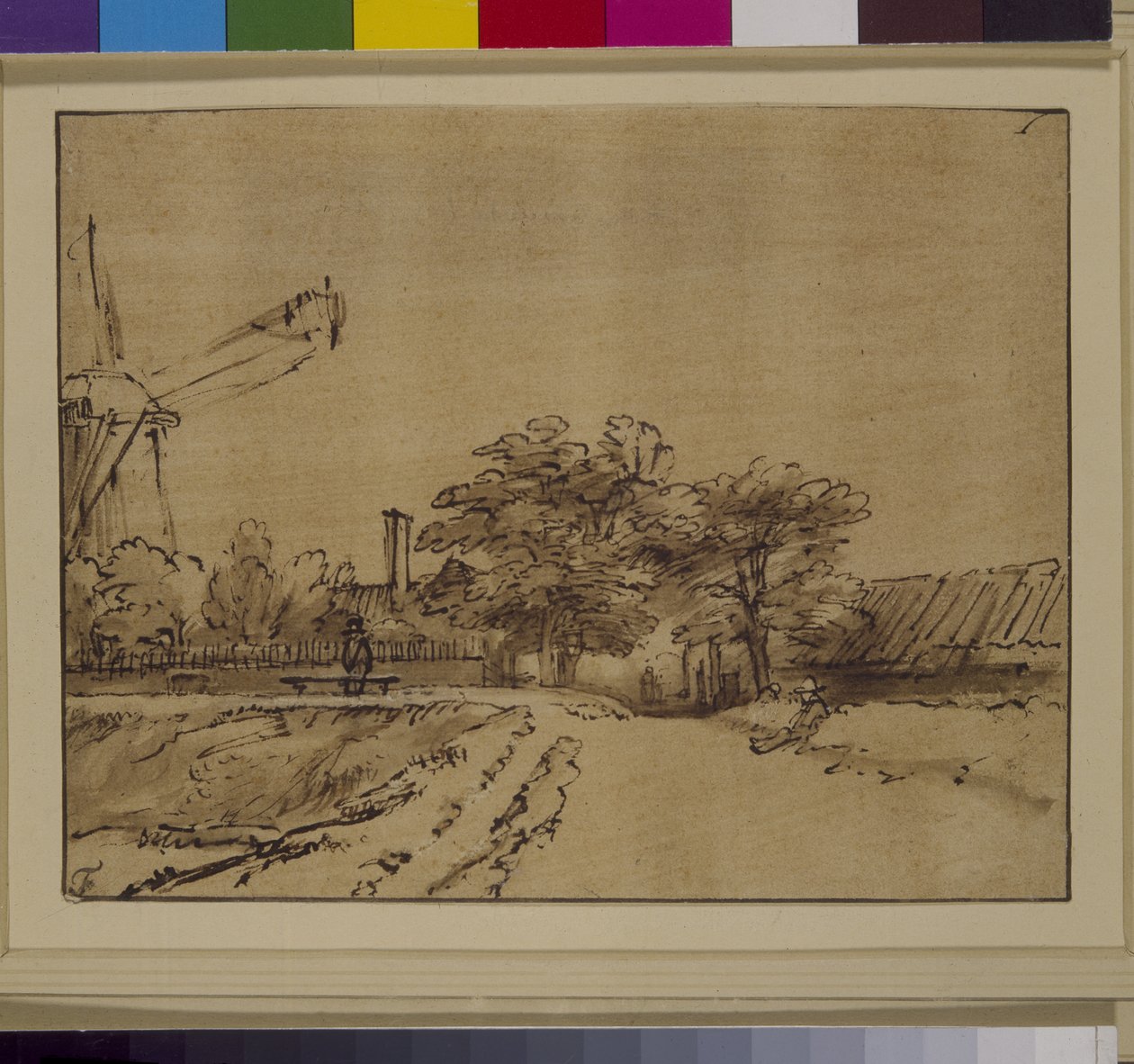 A szélmalom a Sint Anthonispoort bástyáján, Amszterdam, 1650 körül (toll és tus, papír) alkotó: Rembrandt Harmensz. van Rijn
