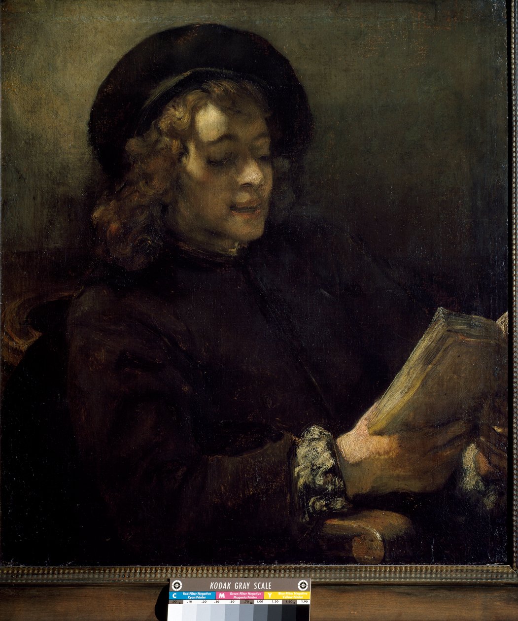 Titusz olvas. Harmenszoon van Rijn dit Rembrandt (1606-1669) festménye, 1656 körül. Olaj, vászon. Mérete: 70,5x64 cm. Bécs, Kunsthistorisches Museum alkotó: Rembrandt van Rijn