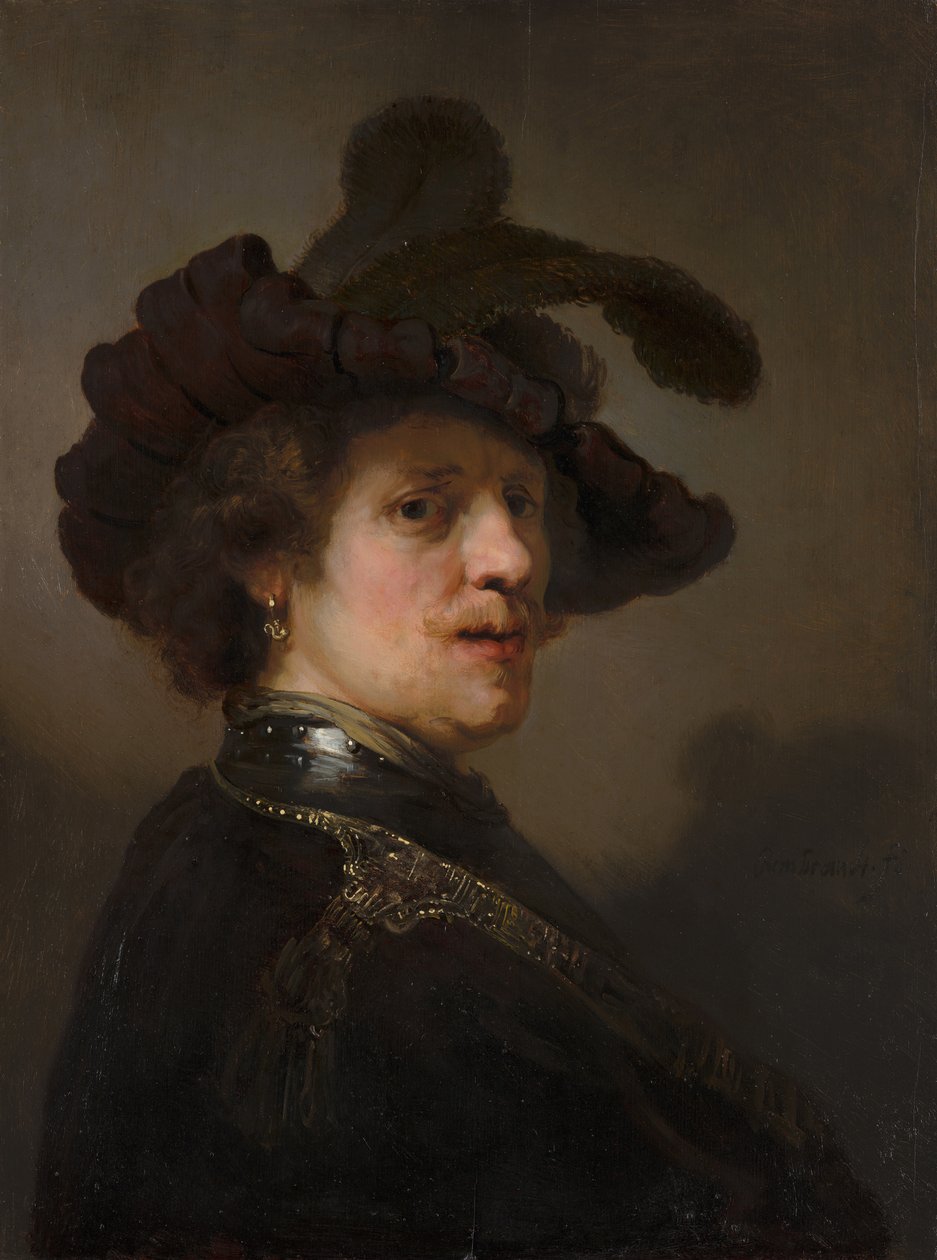 Egy tollas svájcisapkás férfi tronie, 1635-40 körül (olaj, panel) alkotó: Rembrandt van Rijn