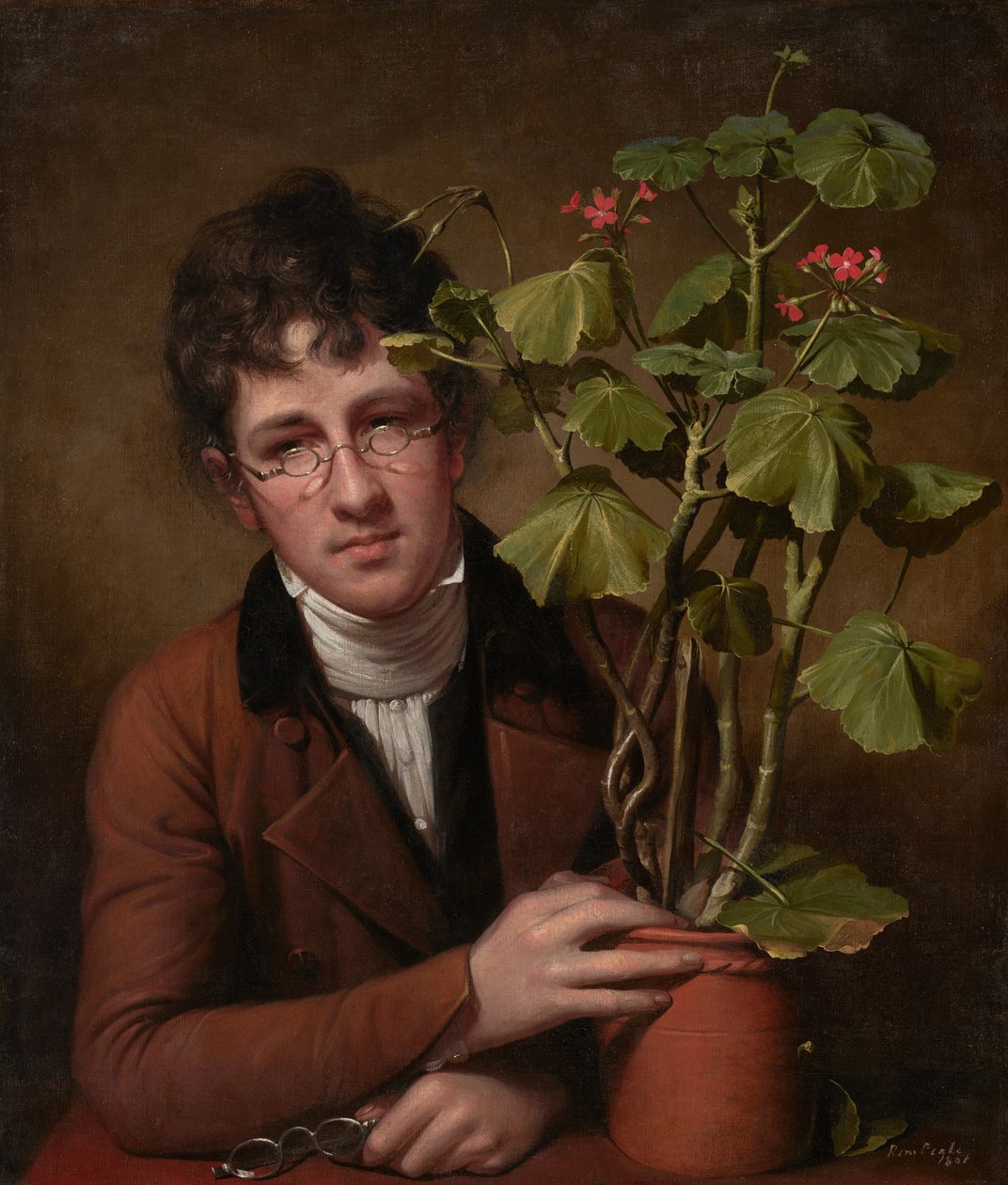 Rubens Peale egy muskátlival alkotó: Rembrandt Peale