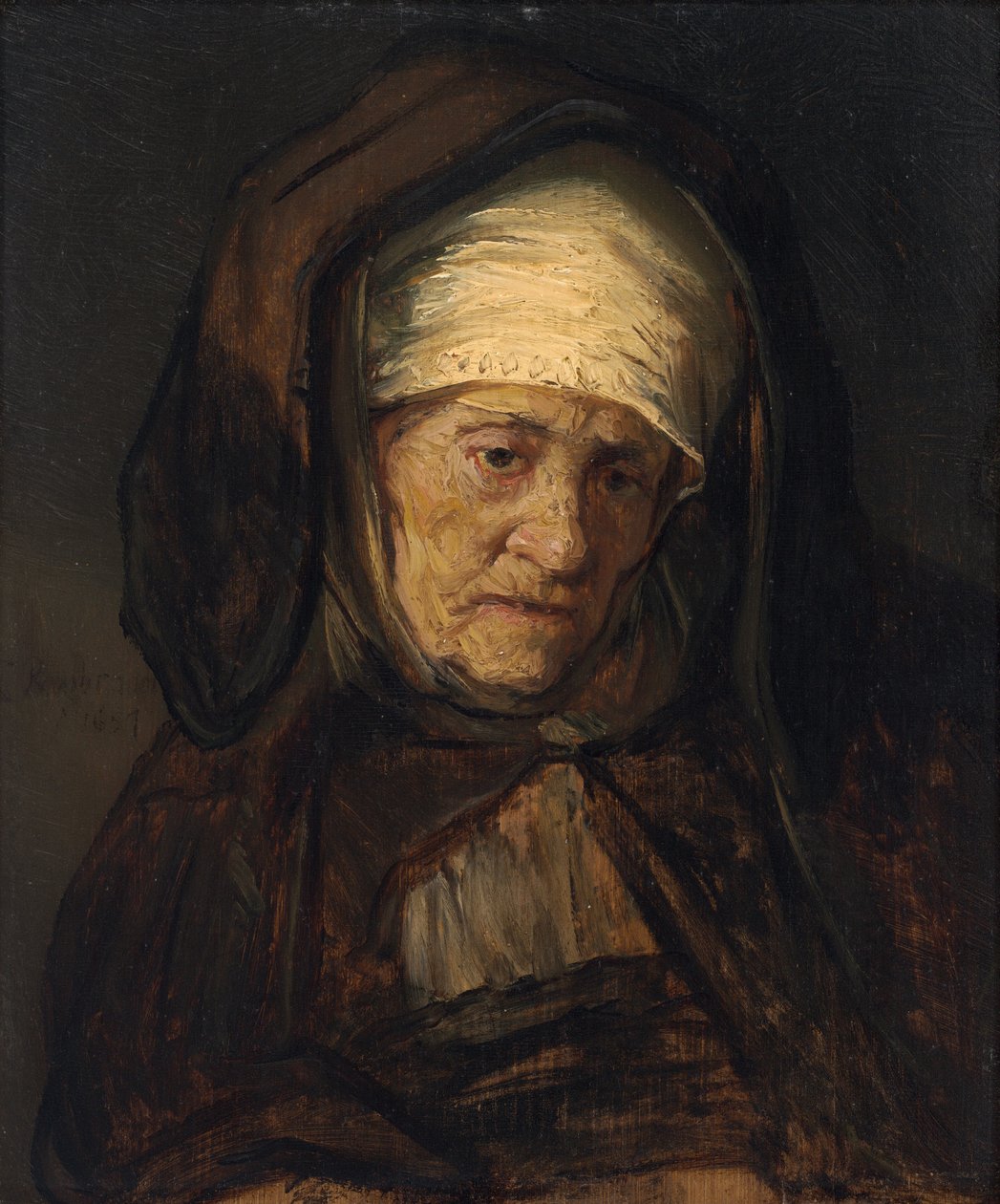 Egy idős nő feje alkotó: Rembrandt Workshop